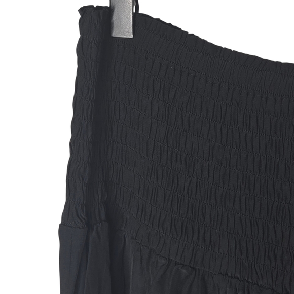 HEYSON Womens Smocked Waist Black Lightweight Rayon Maxi Skirt Size Large - Picture 3 of 6